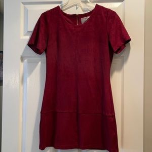 Red suede dress